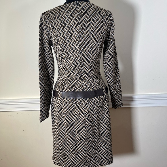 David Meister Black and Cream Geometric Long Sleeve Dress - Picture 2 of 2